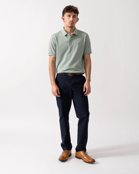 Regular Fit Pique Polo in Sage Green - Image 4