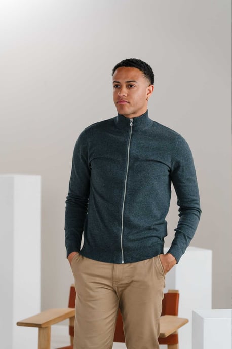 Pullover Vest met Rits - Houtskool Melange - Image 3