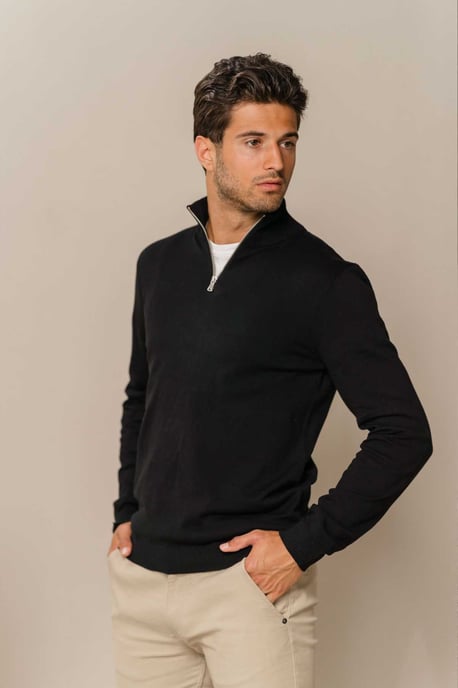 Pullover Halve Rits - Zwart - Image 3