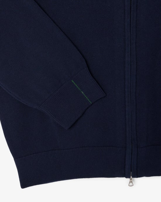 High Neck Zipped Cotton High Neck Sweater in Dark Blue - Image 5