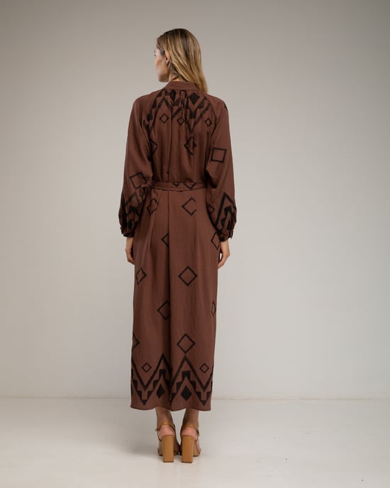 Shirt dress with mao collar and wide sleeves - Image 3