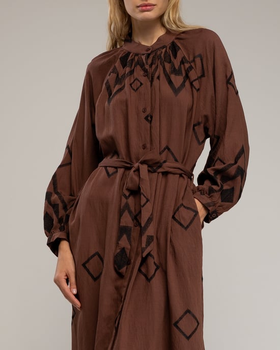 Shirt dress with mao collar and wide sleeves - Image 4