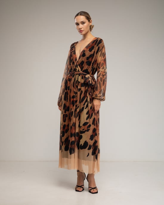 Animal print tulle midi dress - Image 2