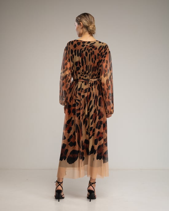 Animal print tulle midi dress - Image 3