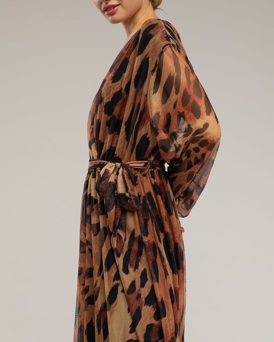 Animal print tulle midi dress - Image 4