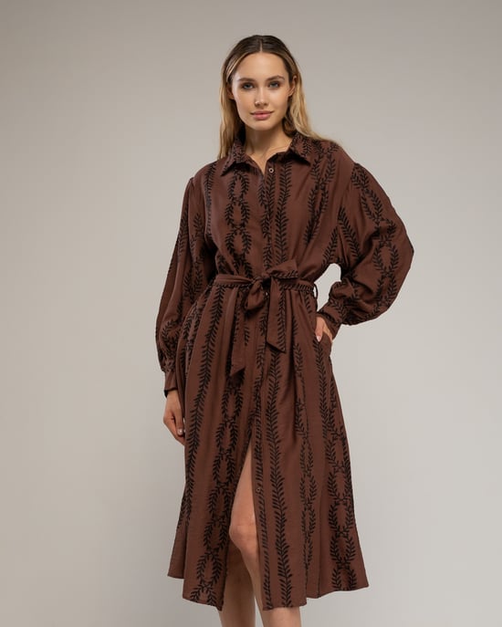 Shirt dress with belt - Image 2