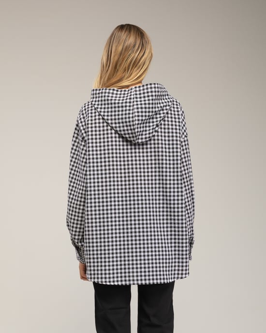 Oversized gingham shirt with hood - Image 2
