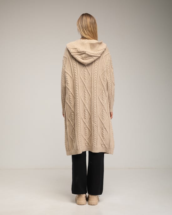 Chunky knit coat with floral pattern - Image 3