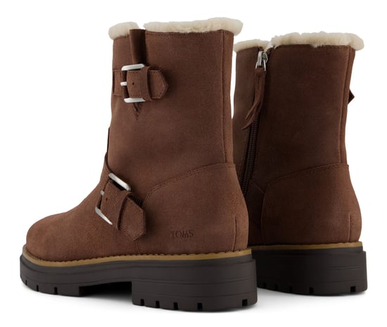 TOMS Ionie Moto Waxy Suede Women's Dark Brown Boots - Image 3