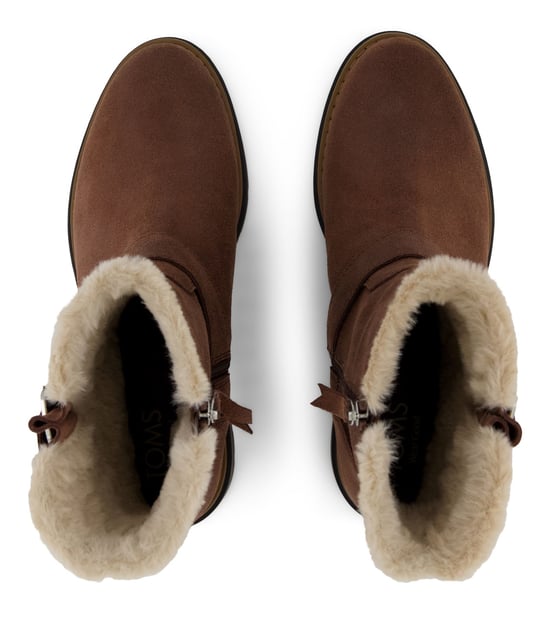 TOMS Ionie Moto Waxy Suede Women's Dark Brown Boots - Image 4