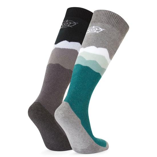 Allevard Mens Ski Socks - Black/Dark Turquoise - Image 2