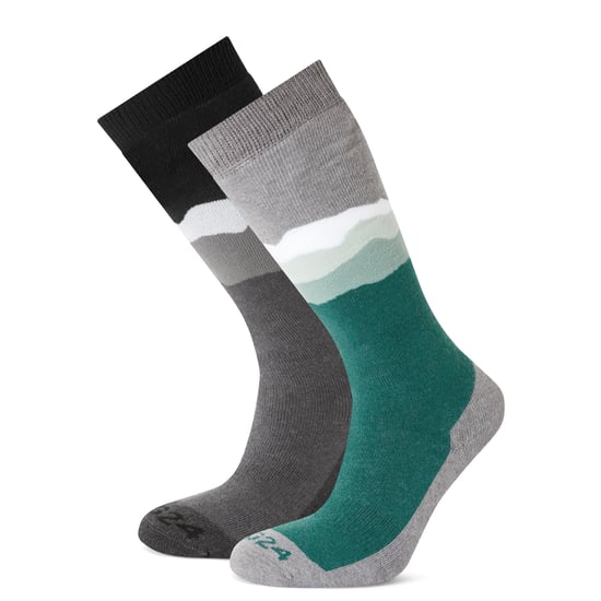 Allevard Mens Ski Socks - Black/Dark Turquoise - Image 3