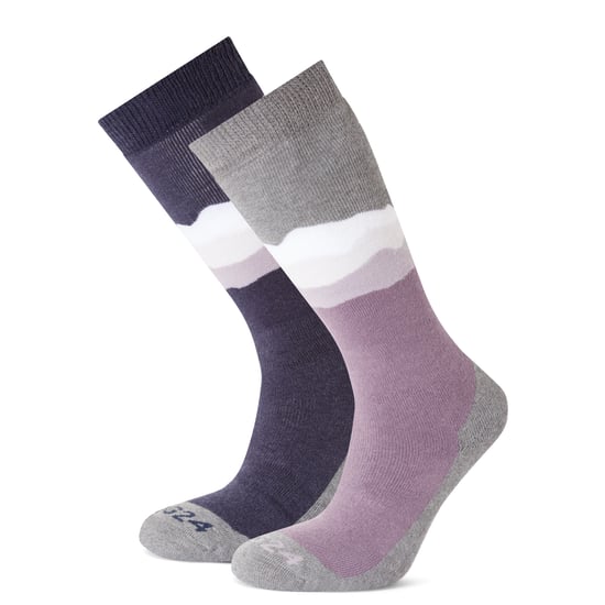 Allevard Womens Ski Socks - Lavender Grey/Oxford Blue - Image 1