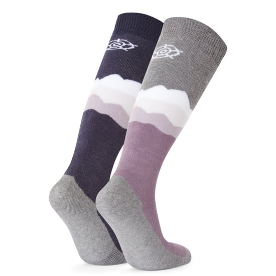Allevard Womens Ski Socks - Lavender Grey/Oxford Blue - Image 2