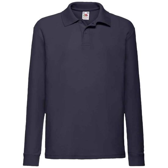 Fruit of the Loom Kinderen/Kinderen Lange Mouw Pique Polo Shirt (Deep Navy) - Image 1
