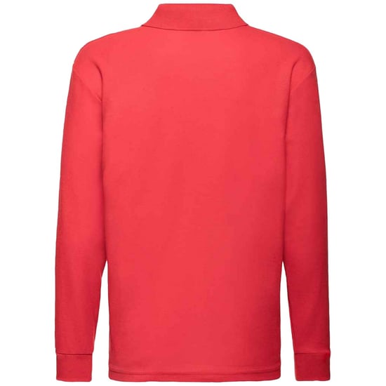 Fruit of the Loom Kinderen/Kinderen Lange Mouw Pique Polo Shirt (Rood) - Image 2