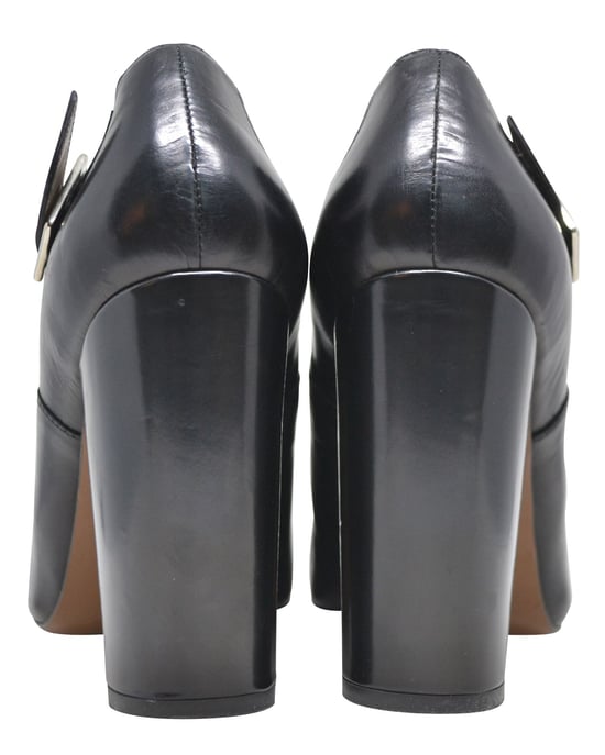 Black Buckled Low Cut Round-Toe Heel Booties - Image 4