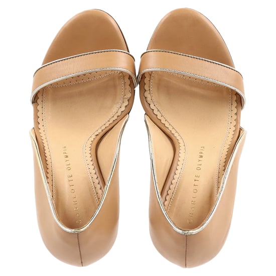 Charlotte Olympia Christine Open Toe Sandals in Beige Leather - Image 3