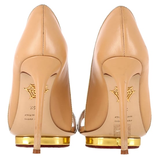Charlotte Olympia Christine Open Toe Sandals in Beige Leather - Image 5