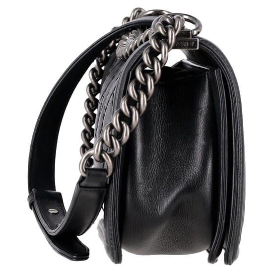 Chanel Quilted Medium Double Stitch Boy Flap Bag in Black Leather - Image 3