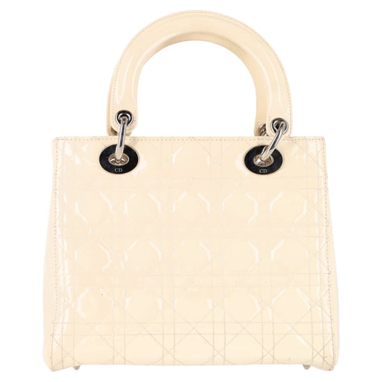 Dior Medium Lady Dior Top Handle Bag in Ivory Patent Leather - Image 3