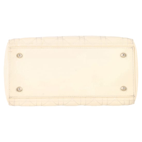 Dior Medium Lady Dior Top Handle Bag in Ivory Patent Leather - Image 4
