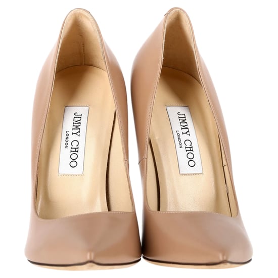 Jimmy Choo Anouk Pointed-Toe Pumps in Beige Leather - Image 3
