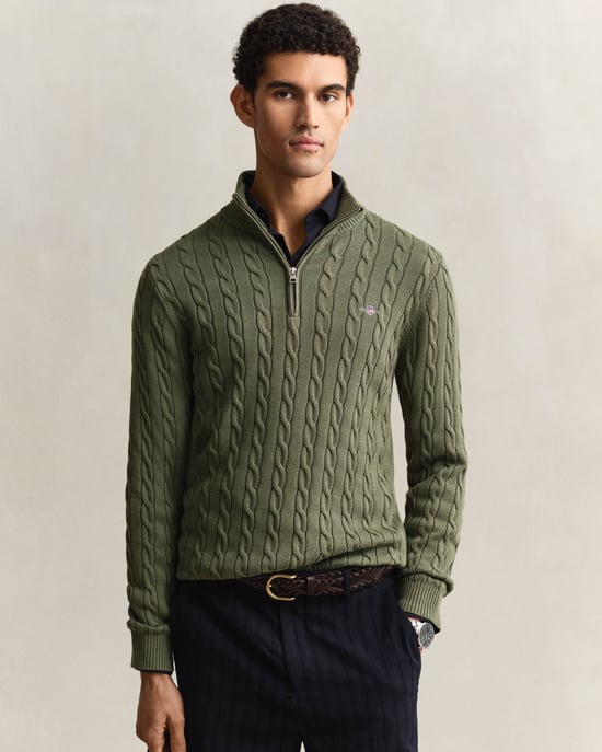 379 Half Zip Jumper in Sage Green - Image 1