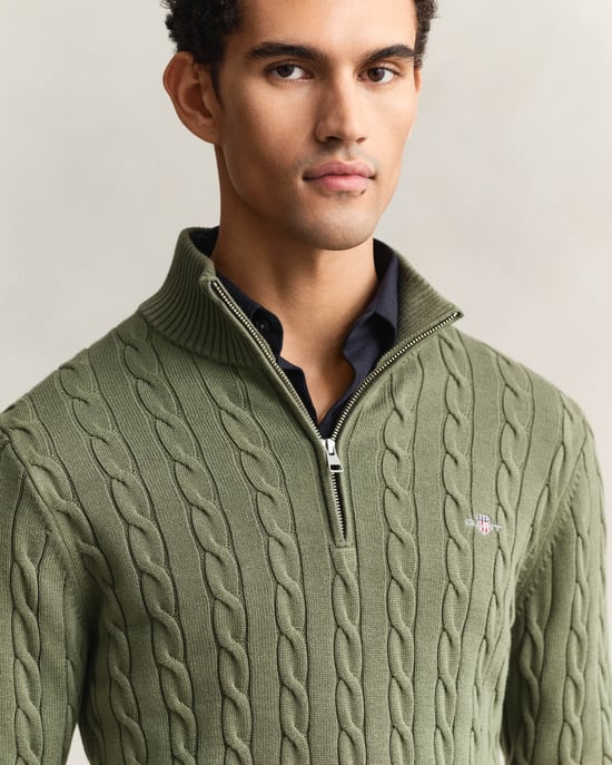 379 Half Zip Jumper in Sage Green - Image 3