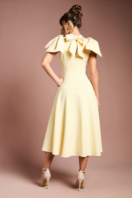 Bow Shoulder Crepe Midi Dress - Image 3