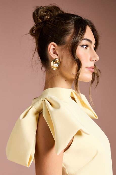 Bow Shoulder Crepe Midi Dress - Image 4