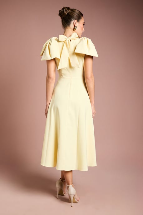 Bow Shoulder Crepe Midi Dress - Image 5