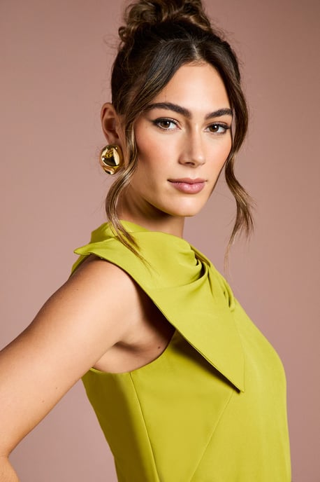 Bow Detail Belted Crepe Midi Dress - Image 4