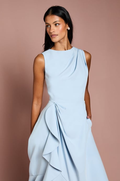 Petite Crepe Ruffle Dress With Low Back - Image 2