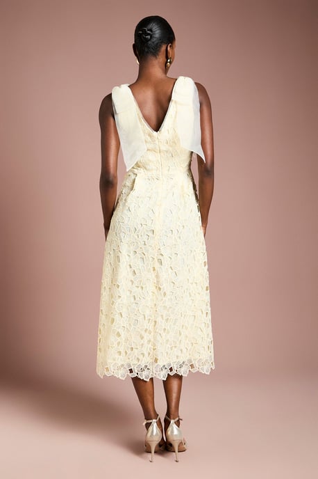 Shoulder Organza Lace Midi Dress - Image 3