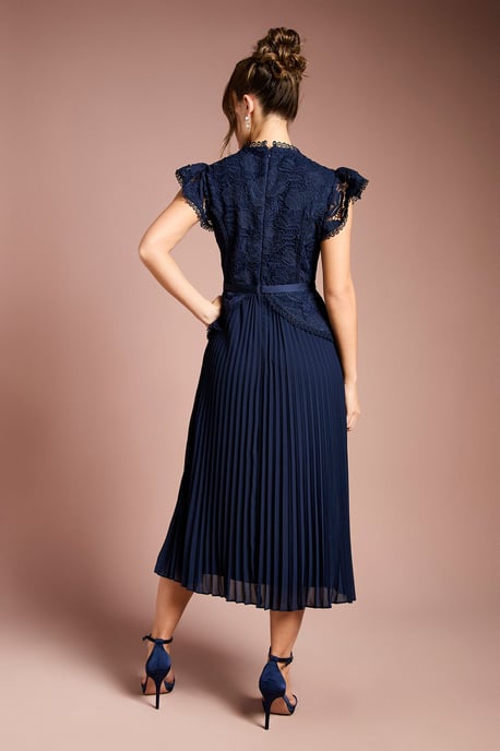 Lace Bodice Peplum Midi Dress - Image 3