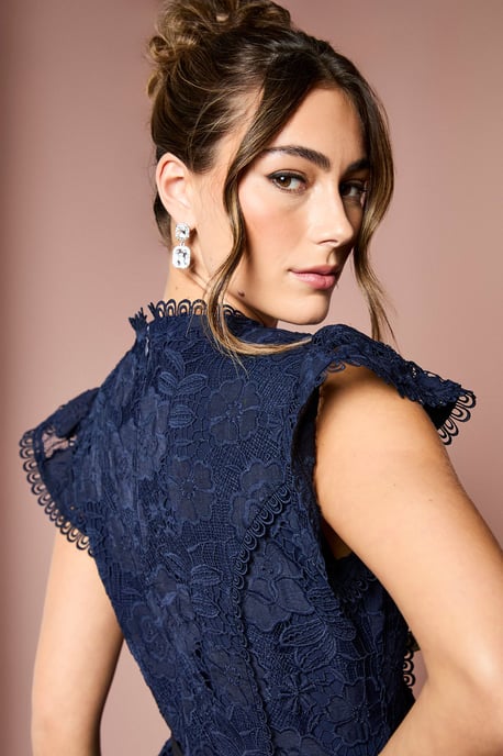 Lace Bodice Peplum Midi Dress - Image 4