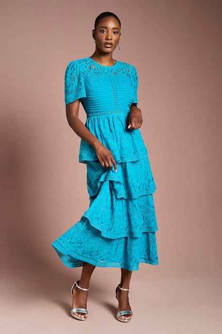 Tiered Lace Midi Dress - Image 1