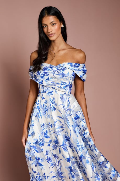 Petite Stripe Organza Pleated Top Midi Dress - Image 2