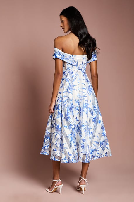 Petite Stripe Organza Pleated Top Midi Dress - Image 3