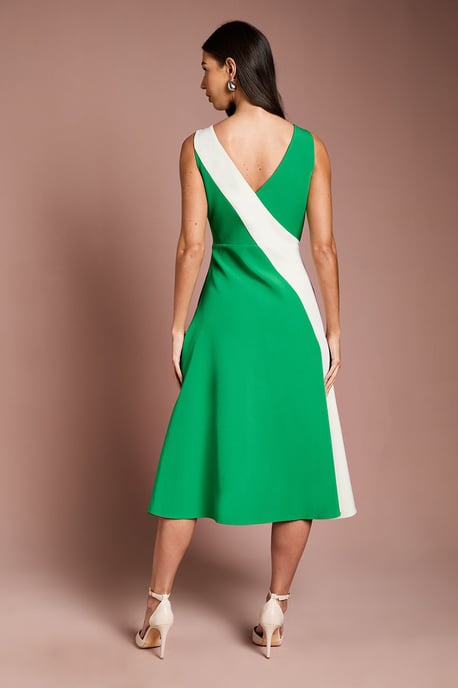 Asymmetric Colour Block Midi Dress - Image 3