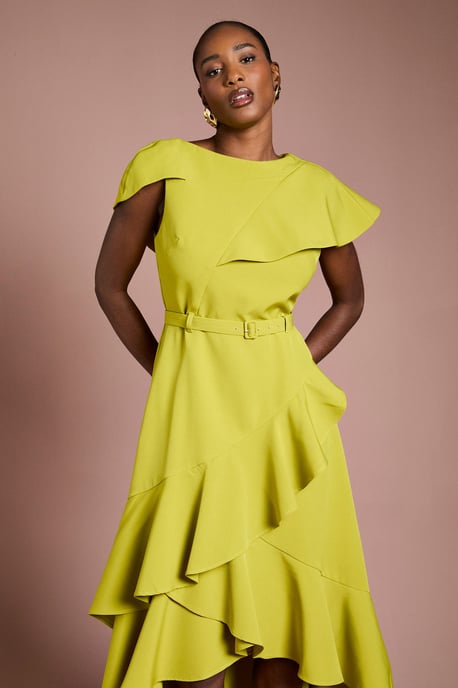 Waterfall Crepe Belted Midi Dress - Image 2