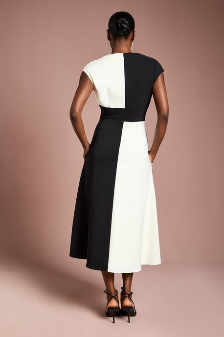 Belted Crepe Mono Midi Dress - Image 3
