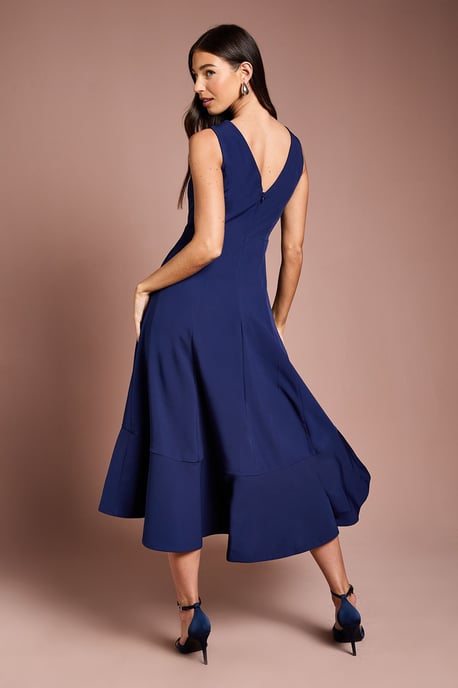 Crepe Ruffle Dress With Low Back - Image 3