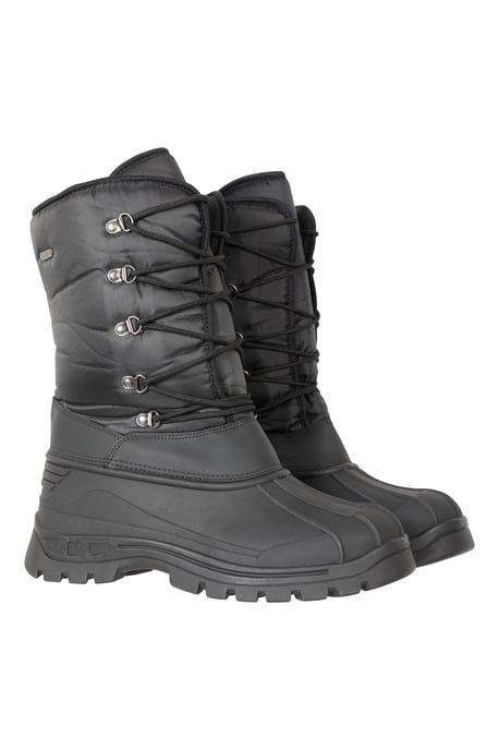 'Plough' Men's Snow Boots with Heel & Toe Bumper Snow Proof Shoes Black - Image 1
