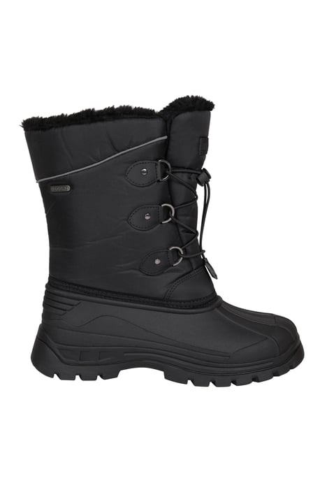 'Whistler' Kids Snow Boots with Deep Lugs Sherpa Lined Snow Proof Shoes Black - Image 2