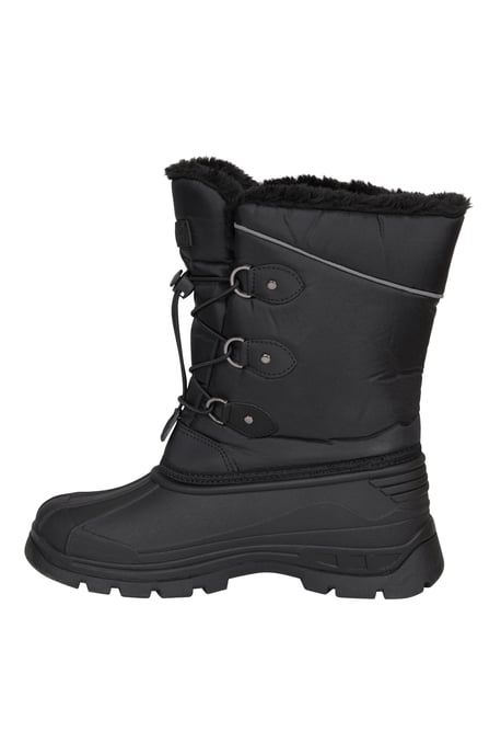 'Whistler' Kids Snow Boots with Deep Lugs Sherpa Lined Snow Proof Shoes Black - Image 4