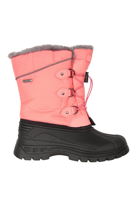 'Whistler' Kids Snow Boots with Deep Lugs Sherpa Lined Snow Proof Shoes Coral - Image 2