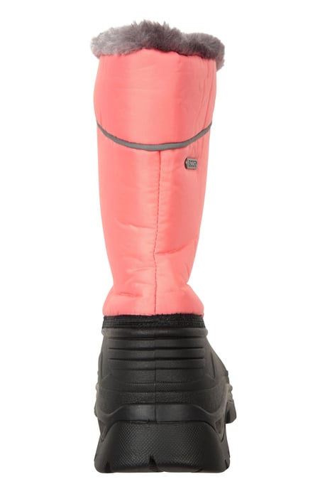 'Whistler' Kids Snow Boots with Deep Lugs Sherpa Lined Snow Proof Shoes Coral - Image 4
