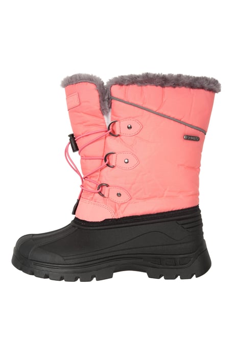 'Whistler' Kids Snow Boots with Deep Lugs Sherpa Lined Snow Proof Shoes Coral - Image 5